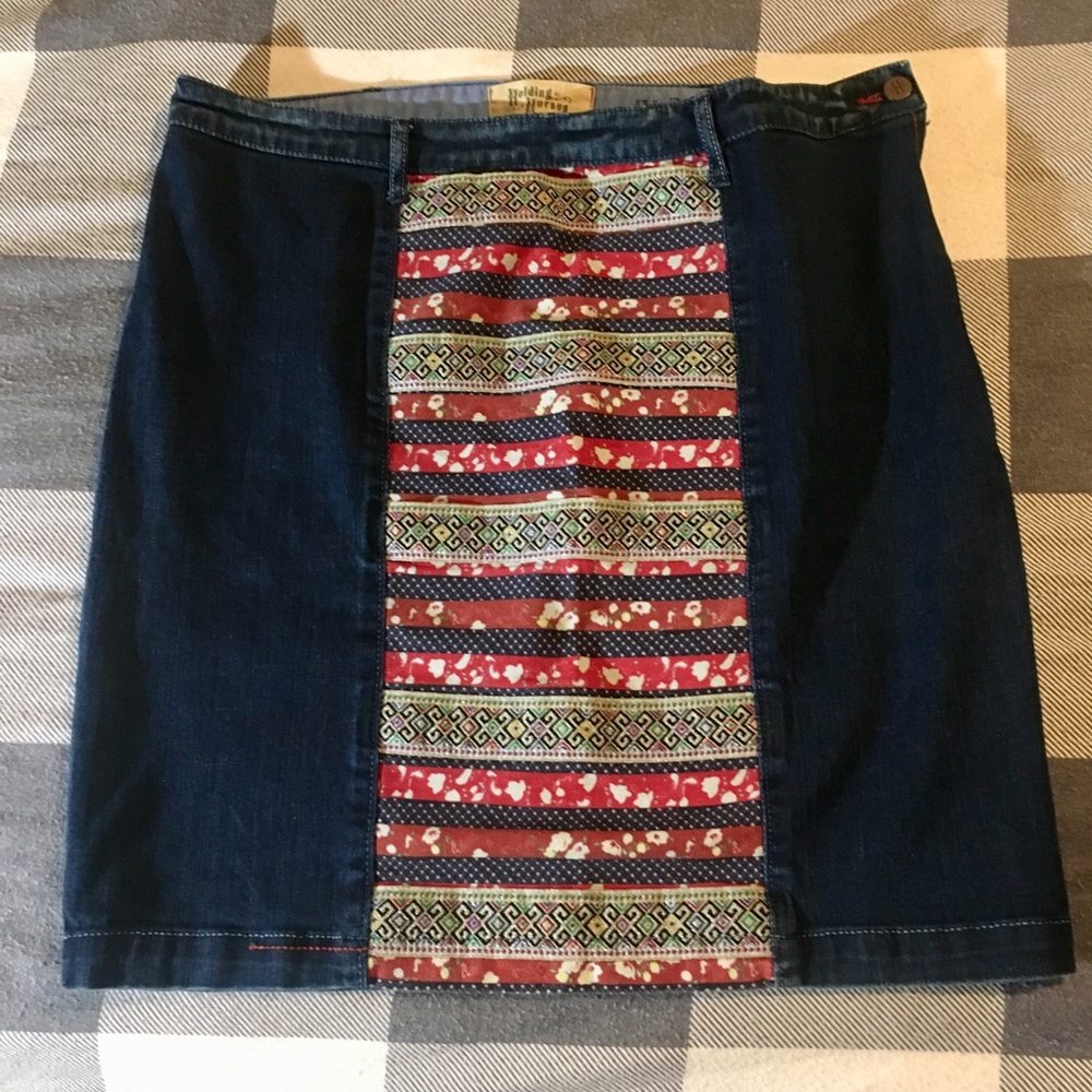 Anthropologie Holding Horses Denim Pencil Skirt